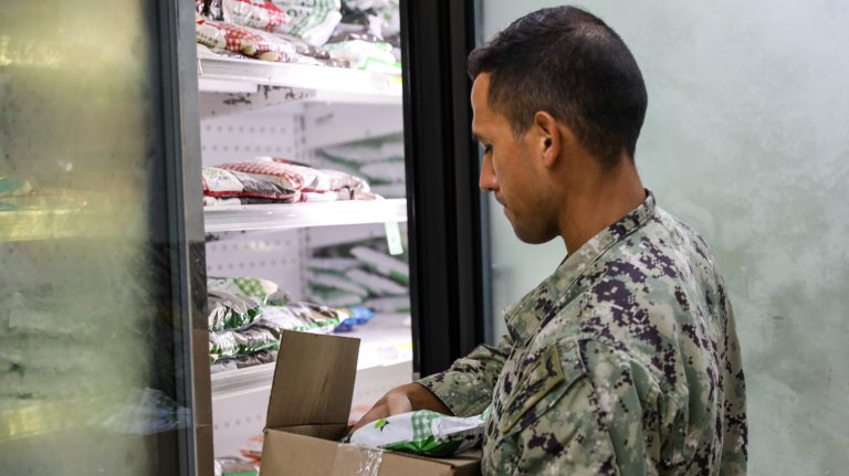 U.S. NAVAL BASE GUAM (May 30, 2023) – The Orote Commissary is OPEN, and a HUGE thanks to the Sailors of Maritime Expeditionary Security Group ONE and the Marines of 3rd Amphibious Assault Battalion from Camp Pendleton, Calif., who volunteered to help restock shelves, helping ensure your family can get the items they need. Thank you for spending your time helping our base community. A Combined Joint Task Force led by U.S. Army Pacific and Task Force West are the DoD representatives supporting FEMA and the governments of Guam and the Commonwealth of the Northern Mariana Islands as we continue recovery efforts in the wake of Typhoon Mawar. Commander Task Force West Rear Adm. Benjamin Nicholson, and all military installation commanding officers in Guam are diligently working to restore steady state to the bases, and dedicate resources to all FEMA mission assignments. Typhoon Mawar moved through the area as a Category 4 storm on May 24, bringing hurricane-force winds, heavy rain and high seas marking the strongest storm to affect the island since Typhoon Pongsona in 2002. (U.S. Army photo by Sgt. 1st Class Joshua Brandenburg)
