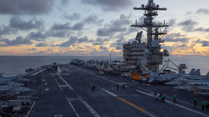 Image: U.S. Sailors prepare for flight operations aboard Nimitz-class aircraft carrier USS George H.W. Bush (CVN 77), April 24, 2026. George H.W. Bush is deployed to the U.S. 5th Fleet area of operations to support maritime security and stability in the Middle East. (U.S. Navy photo) 