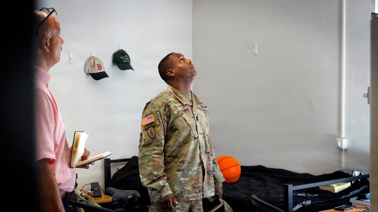 A noncommissioned officer conducts a routine inspection of a Soldier’s room in a barracks on Lucius D. Clay Kaserne in Wiesbaden, Germany. (U.S. Army photo by U.S. Army Garrison Wiesbaden)