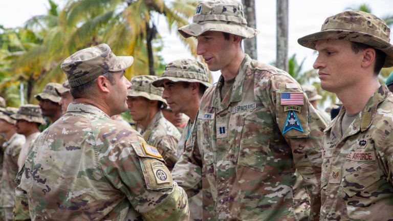 U.S. Space Force Capt. Stephen Brown, assigned to 392nd Combat Training Squadron, graduates the Jungle Operations Training Course-Panama at Aeronaval Base Cristóbal Colón, Panamá, Sept. 25, 2026. Students in the JOTC-P must learn about the essentials of survival such as identifying and utilizing objects and animals found in the jungle’s environment. (U.S. Army photo by Pfc. Carolyn Dodge)