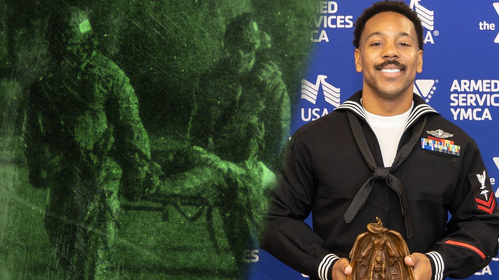 Petty Officer 2nd Class Jajuan Hernandez received the Marine Corps' 2026 Angels of the Battlefield Award for his medical care of French soldiers injured in a drone attack.