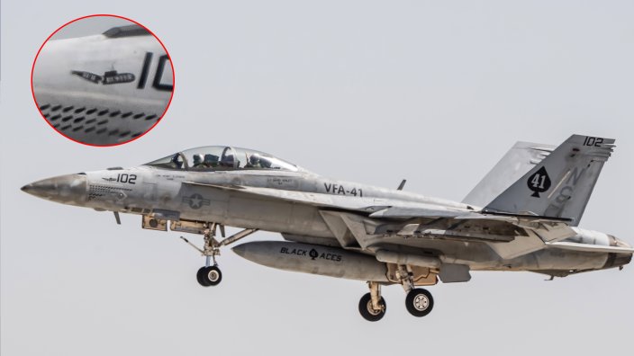 A Navy F/A-18F Super Hornet assigned to the “Black Aces” of VFA-41 returns to Naval Air Station Lemoore, California, Oct. 1, 2026, following a deployment aboard the USS Abraham Lincoln.